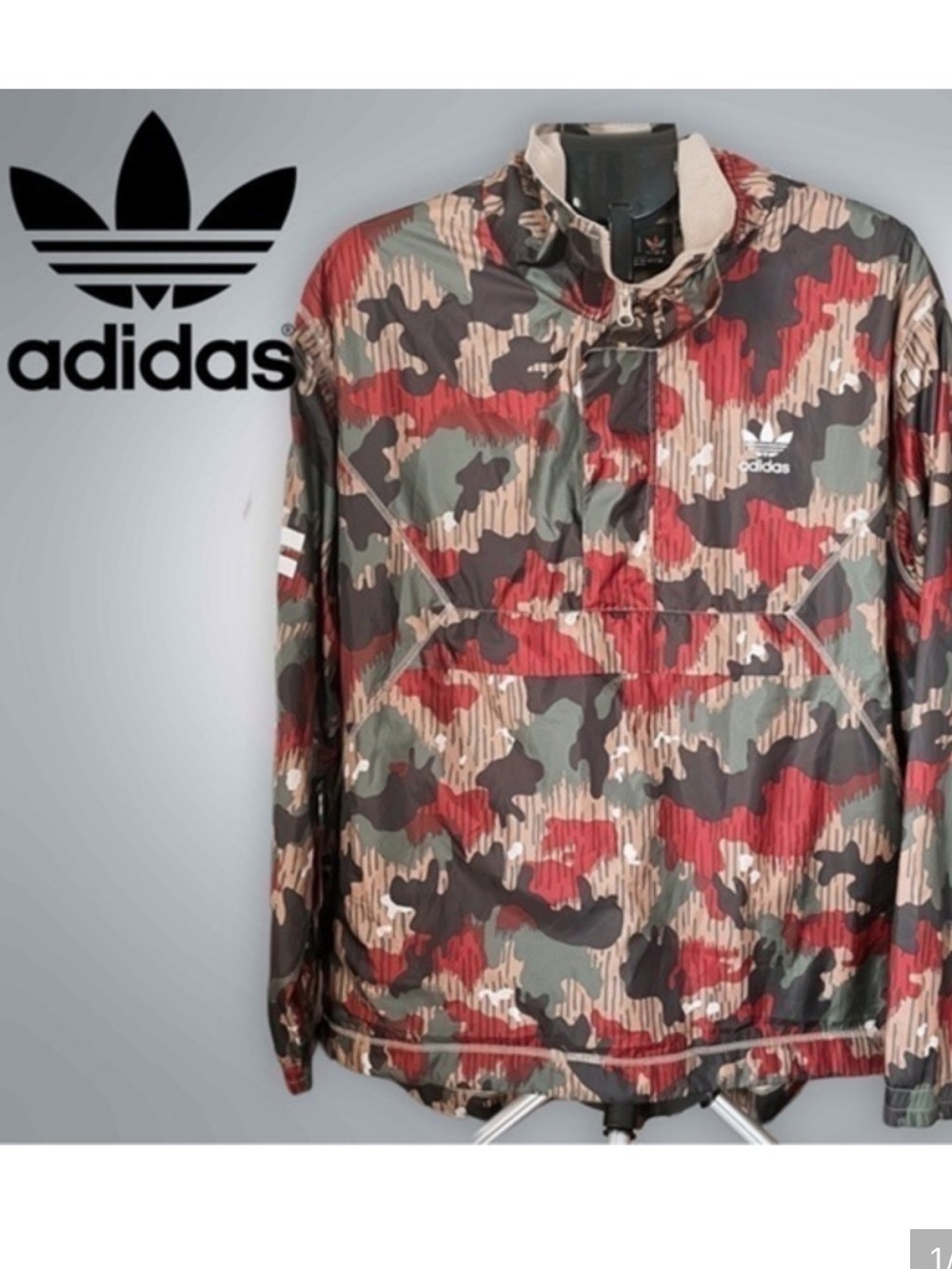 Adidas Pharrell Williams Men’s Red & Green Camo Windbreaker Pullover